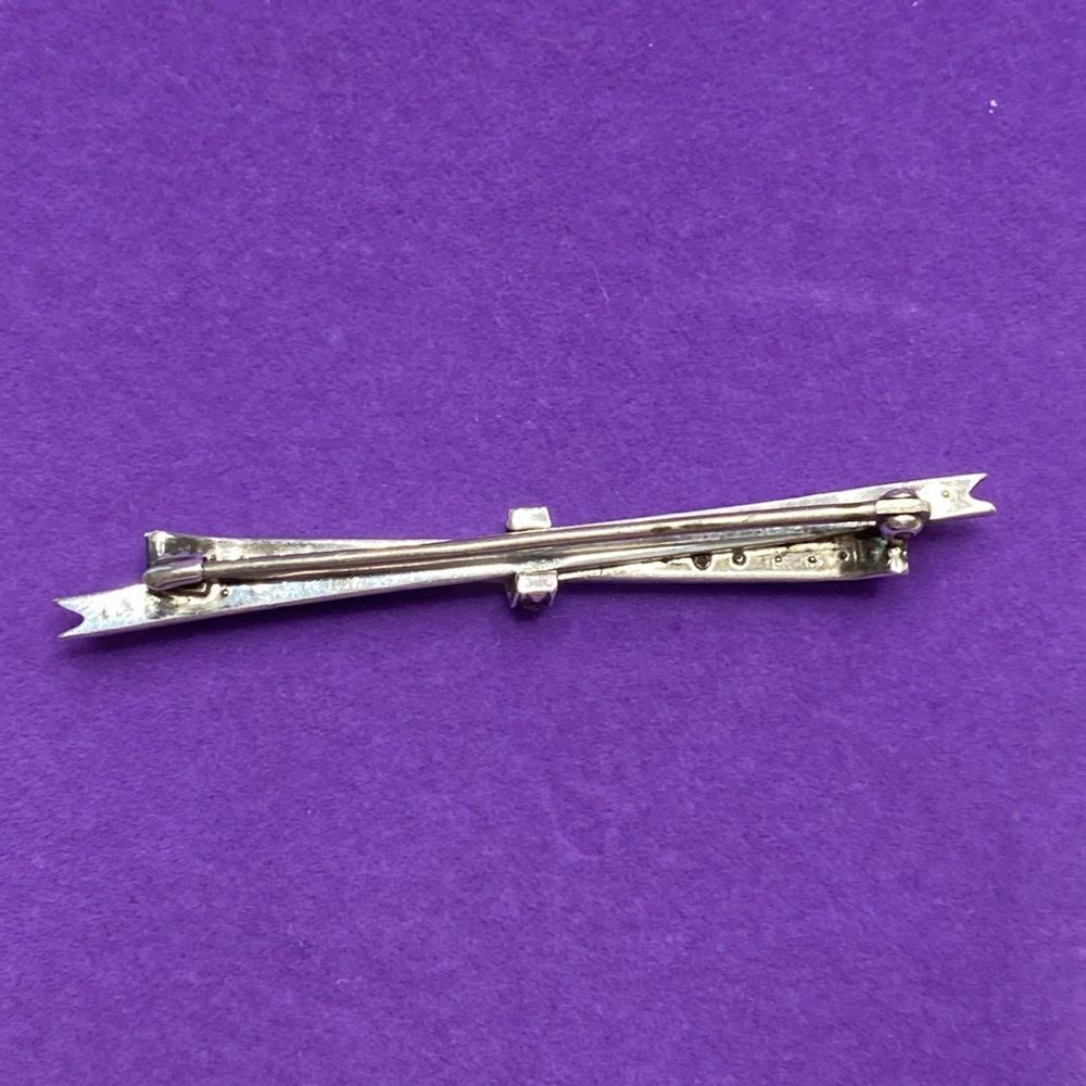 💛 Antique Sterling Red & White Crystal Brooch - Picture 3 of 6